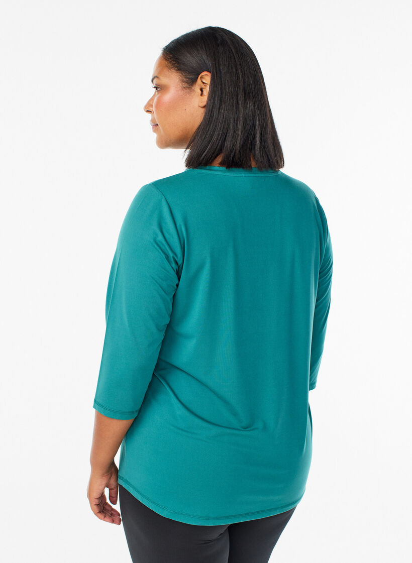 Workout top with 3/4 sleeves, Green, Model image number 2