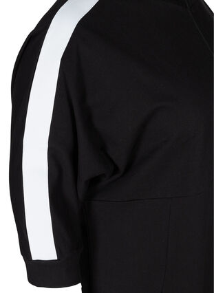 Cotton sweater dress with a zip and 3/4 sleeves, Black, Packshot image number 3