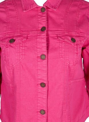 Short, colored denim jacket, Fuchsia Purple, Packshot image number 2