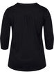 Cotton top with 3/4 sleeves, Black, Packshot image number 1