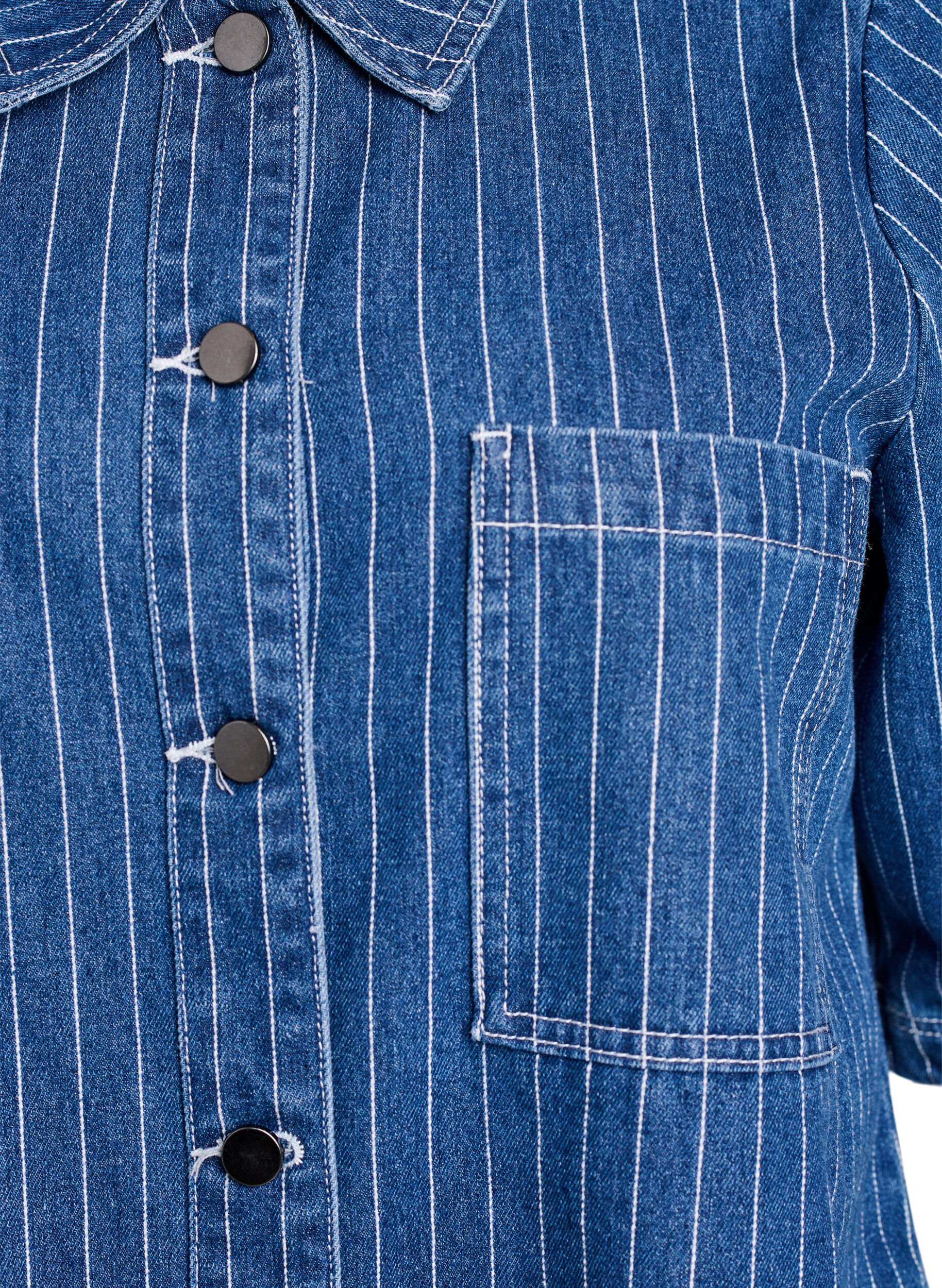 Zizzifashion Short striped denim shirt, Blue, Packshot image number 2