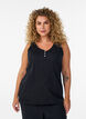 Tank top in organic cotton with V-neck and buttons, Black, Model image number 0