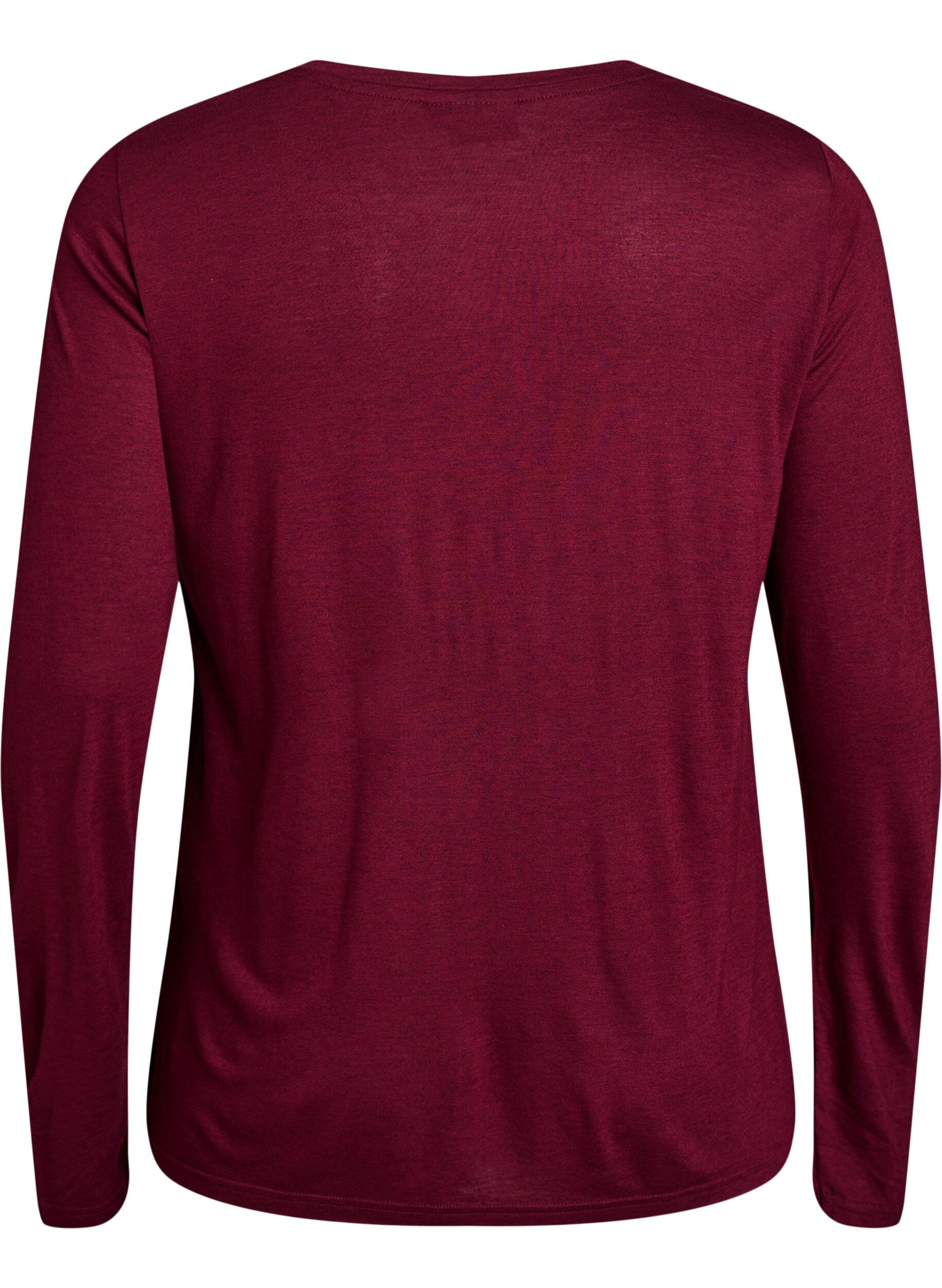 ZizzifashionLong-sleeved blouse in wool and viscose, Dark Bordeaux, Packshot image number 1