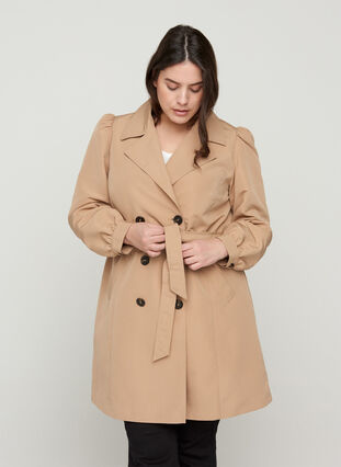 Jacket with waist belt and puff sleeves, Nomad as sample, Model image number 0