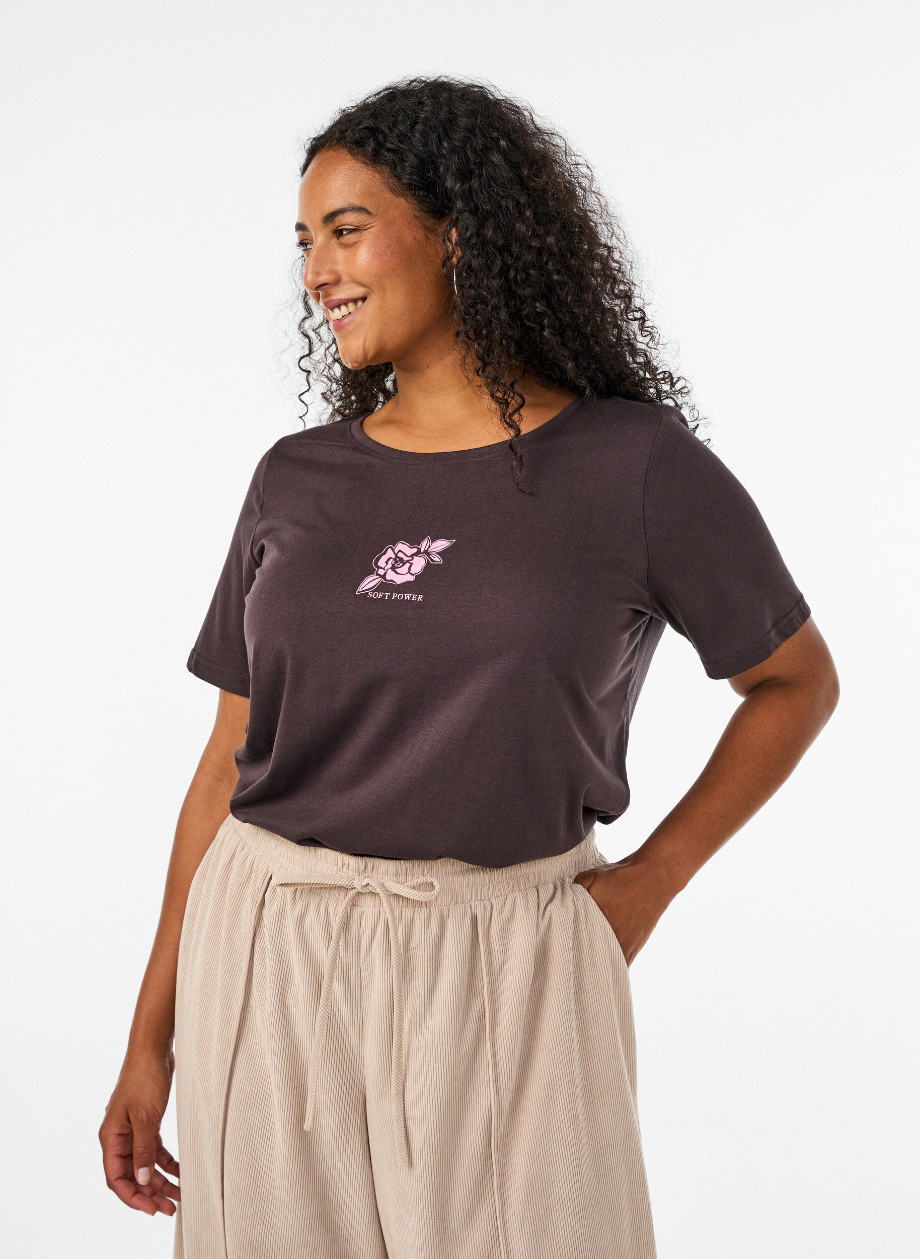ZizzifashionT-shirt with motif, Brown, Model image number 0