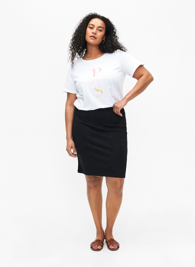 Cotton T-shirt with text print, B. White w. Paris, Model image number 2