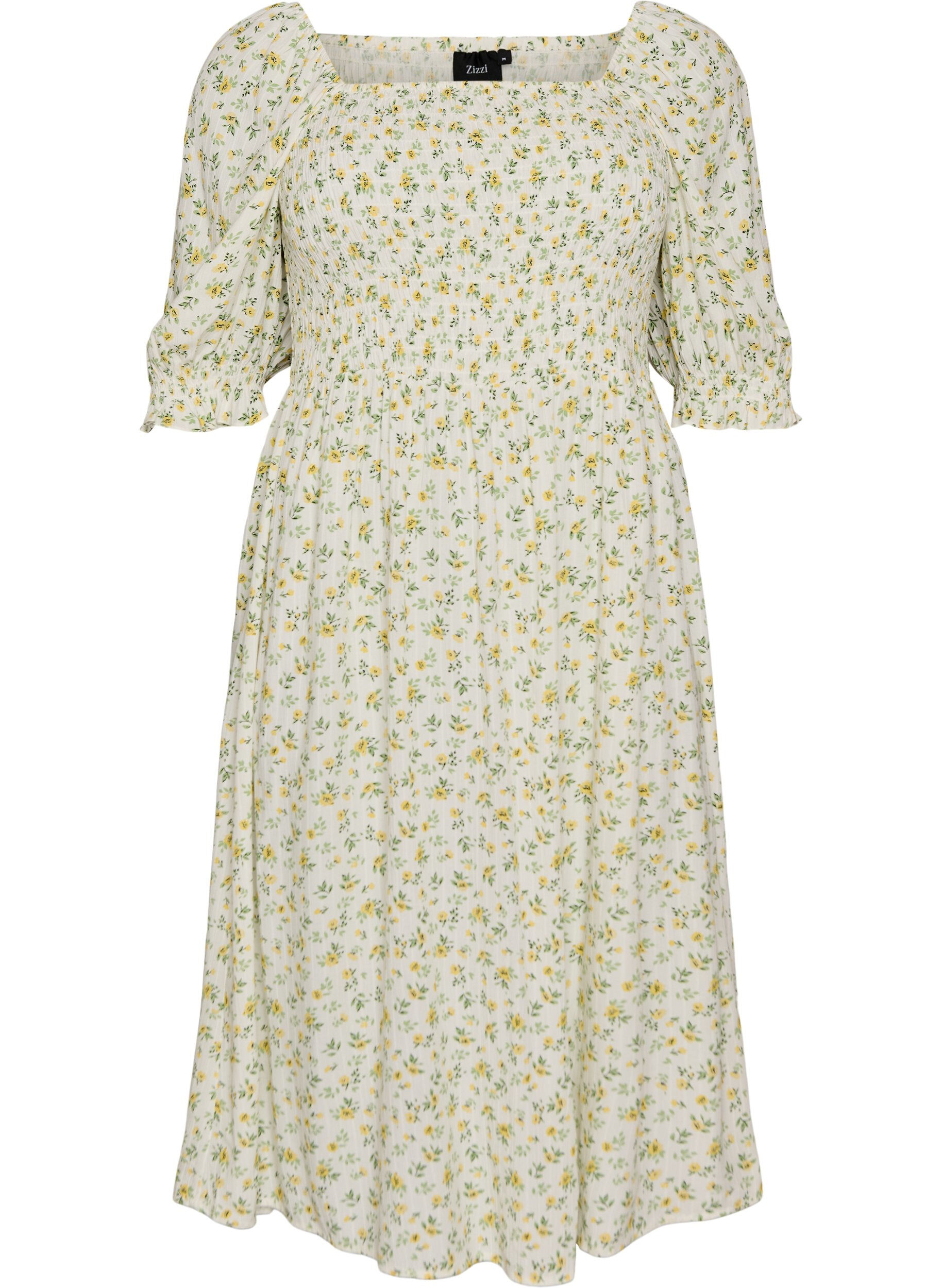 Zizzifashion Floral viscose summer dress, White, Packshot image number 0
