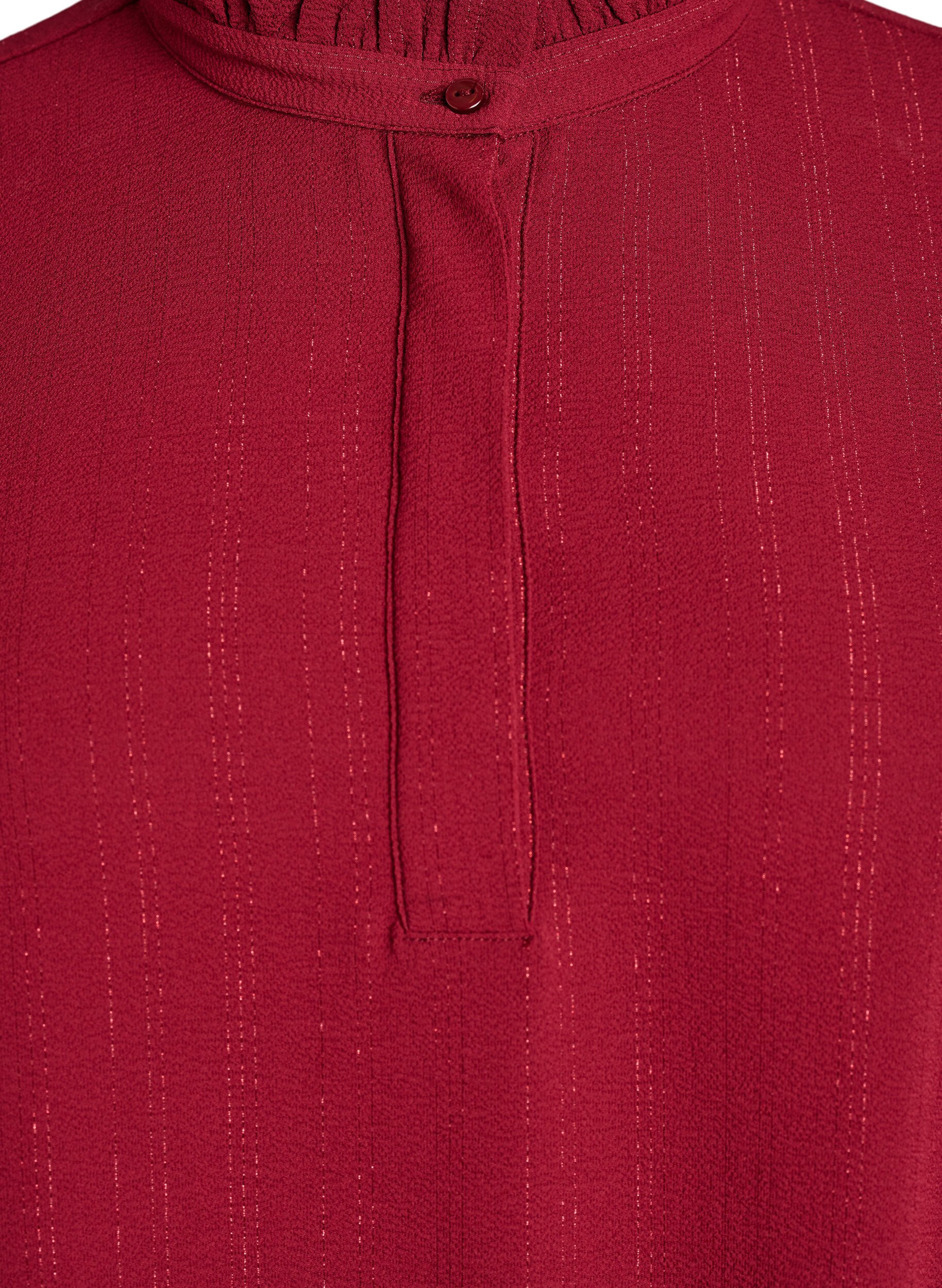 Zizzifashion Short dress with ruffles and glitter, Dark Bordeaux, Packshot image number 2