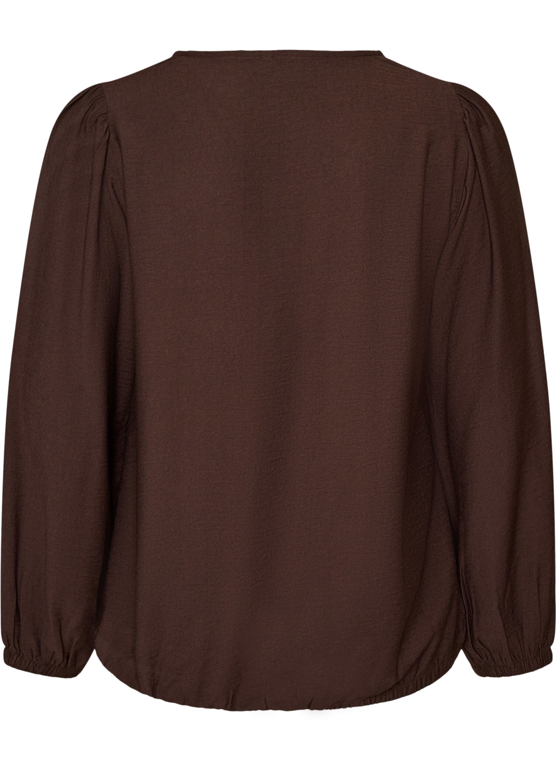 ZizzifashionViscose blouse with V-neck and balloon silhouette, Brown, Packshot image number 1