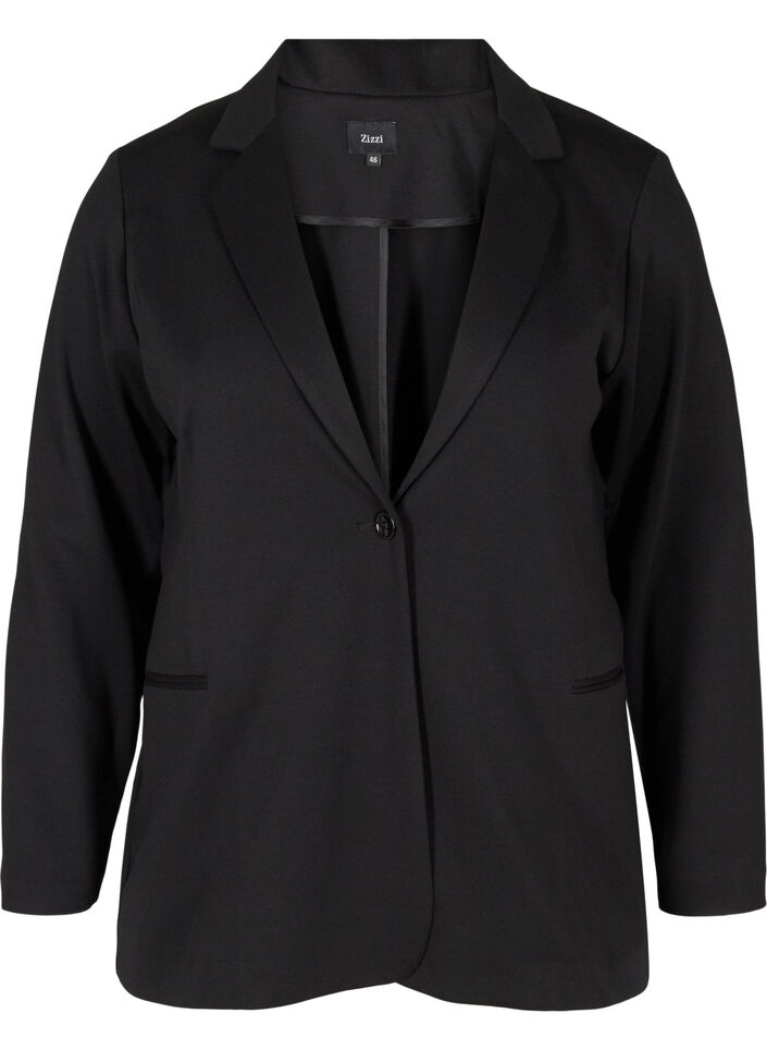 Simple blazer with button, Black, Packshot image number 0