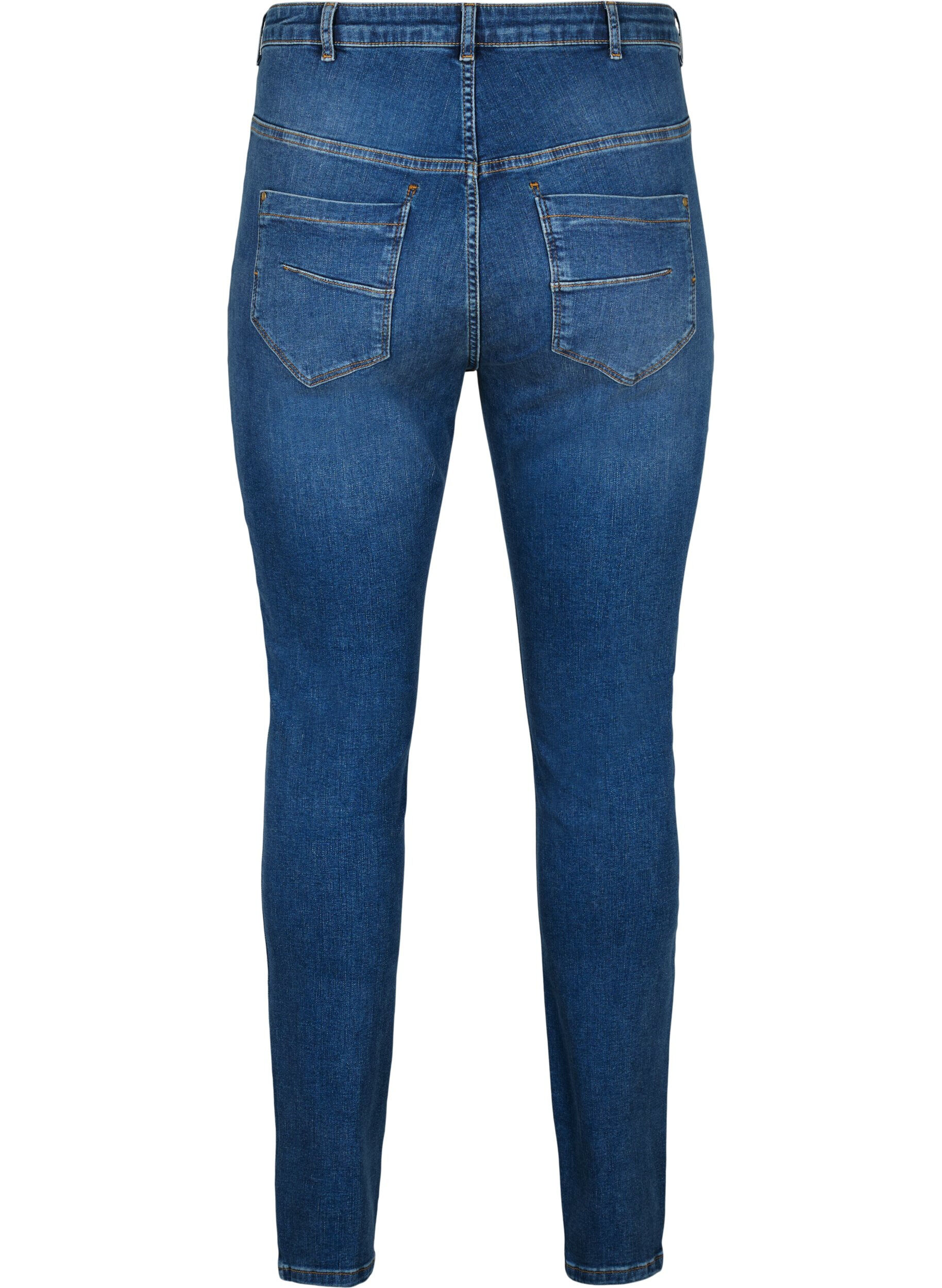Zizzifashion Super slim Amy jeans with high waist, Blue denim, Packshot image number 1