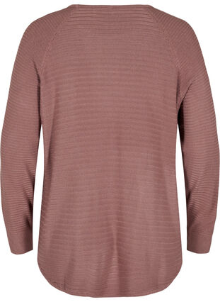 Knit blouse with texture and round neckline, Rose Taupe, Packshot image number 1