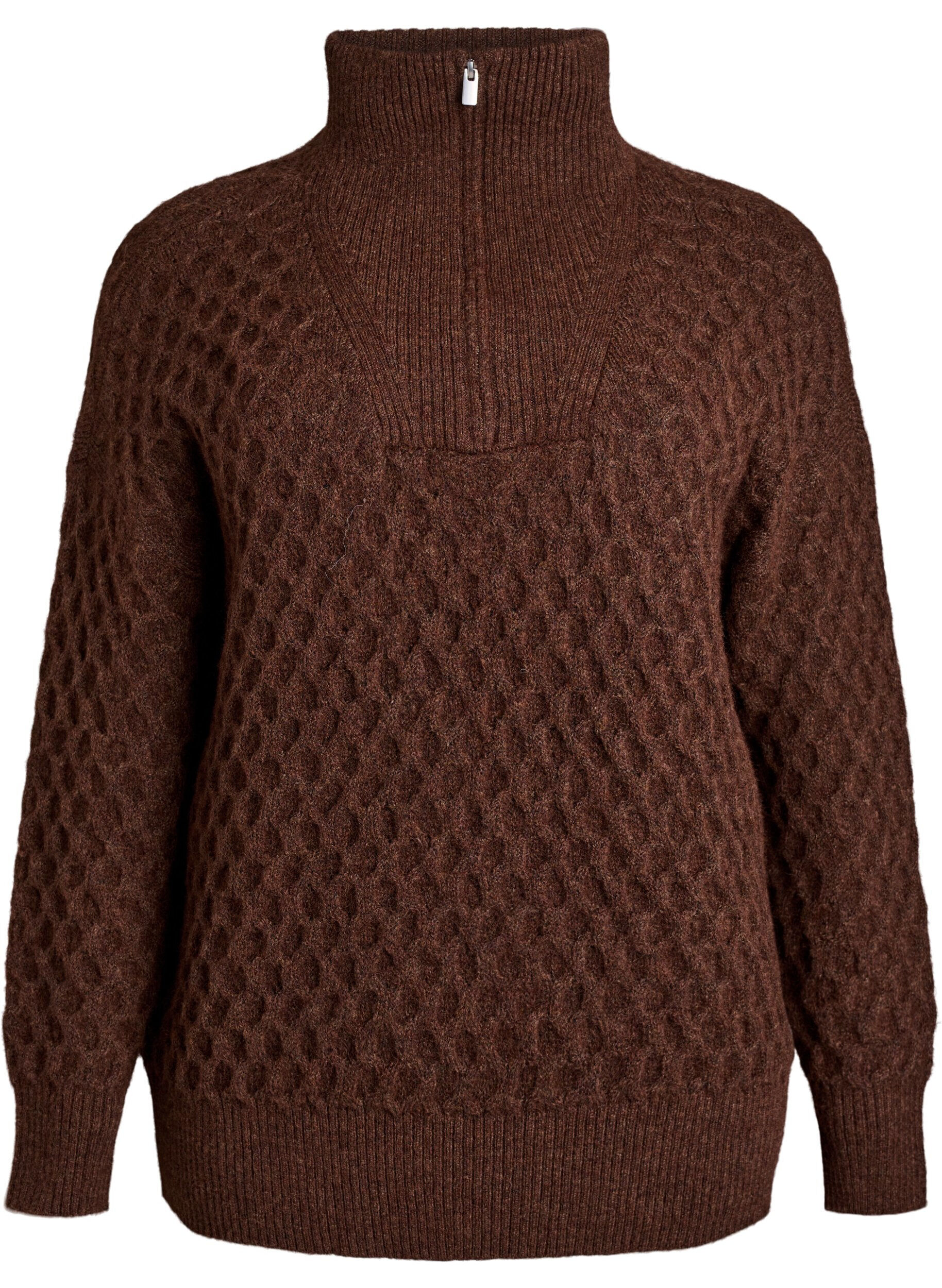 Jumper with a high neck and texture