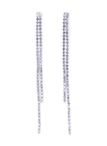 Silver coloured chain earrings, Silver, Packshot image number 0