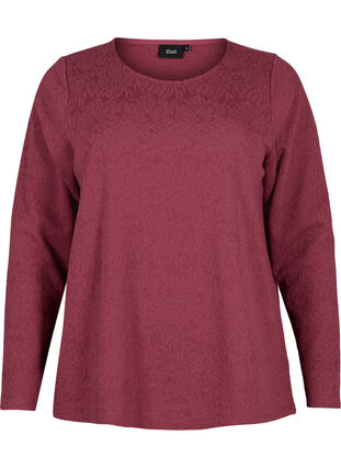 Long-sleeved blouse with texture, Dry Rose, Packshot image number 0