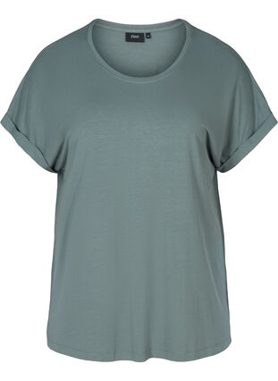 Round neck t-shirt made from a viscose mix, Balsam Green, Packshot image number 0