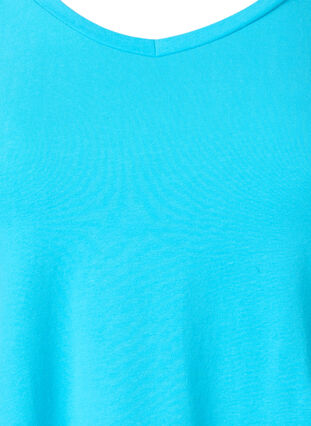 Basic plain cotton t-shirt, Blue Atoll, Packshot image number 2