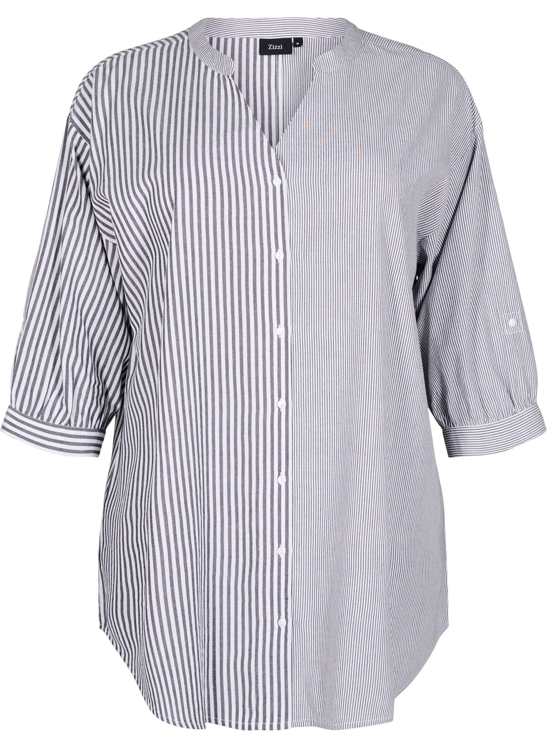 Striped tunic with 3/4 sleeves