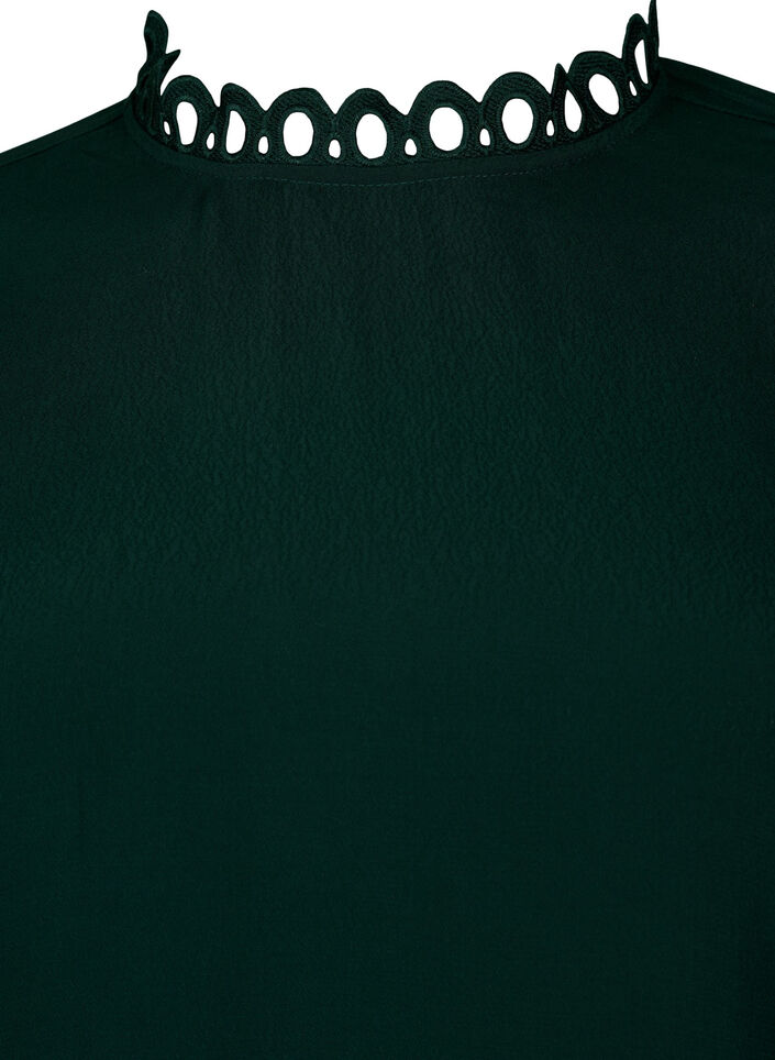 Viscose blouse with crochet sleeves, Scarab, Packshot image number 2