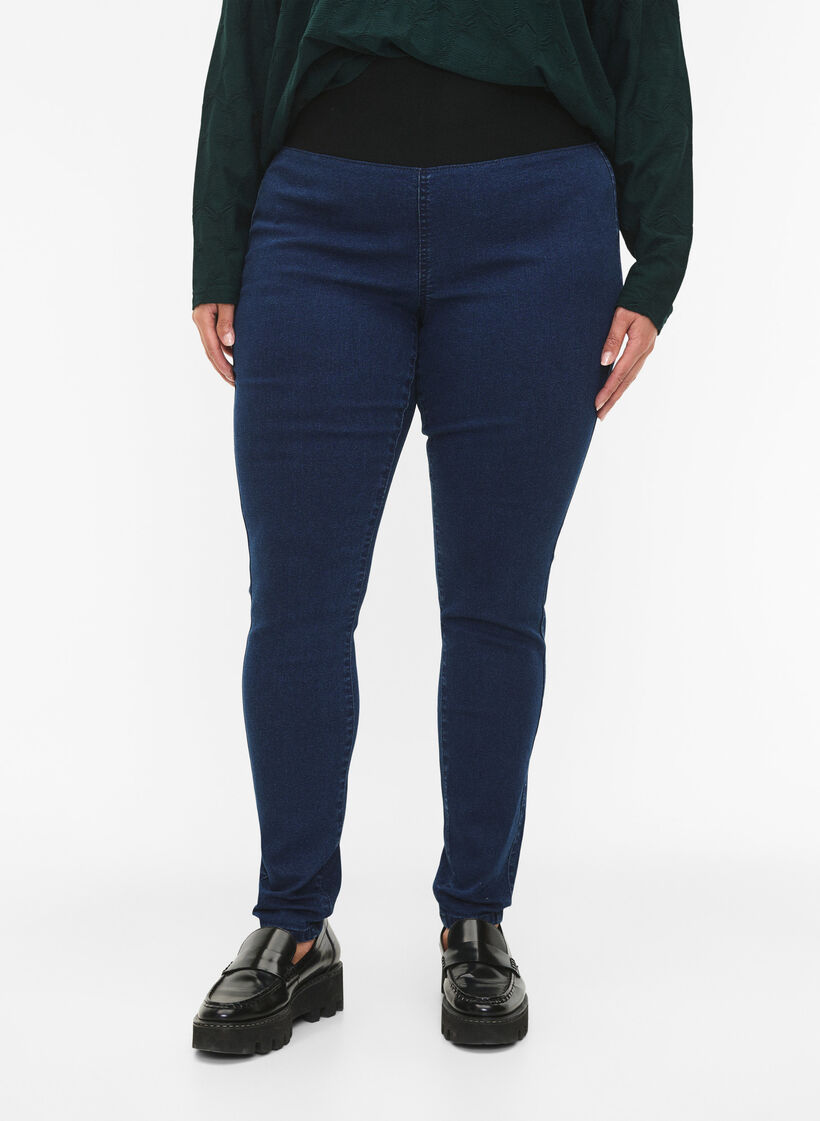 FLASH - Jeggings with wide elastic waistband, Blue, Model image number 2