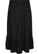 Long skirt with tie belt and ruffle hem, Black, Packshot image number 0