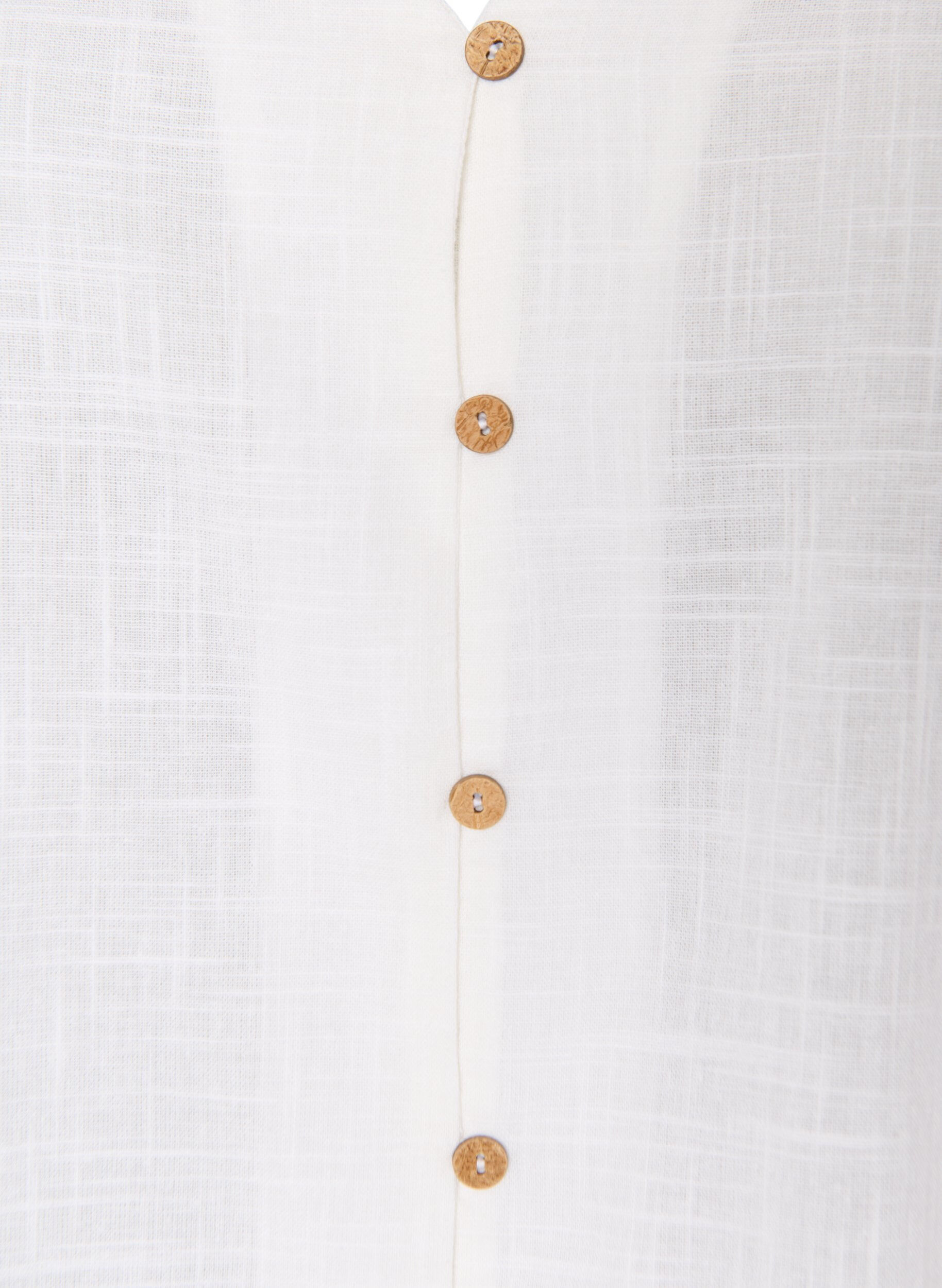 Zizzifashion Short-sleeved cotton shirt with a V-neck, White, Packshot image number 2