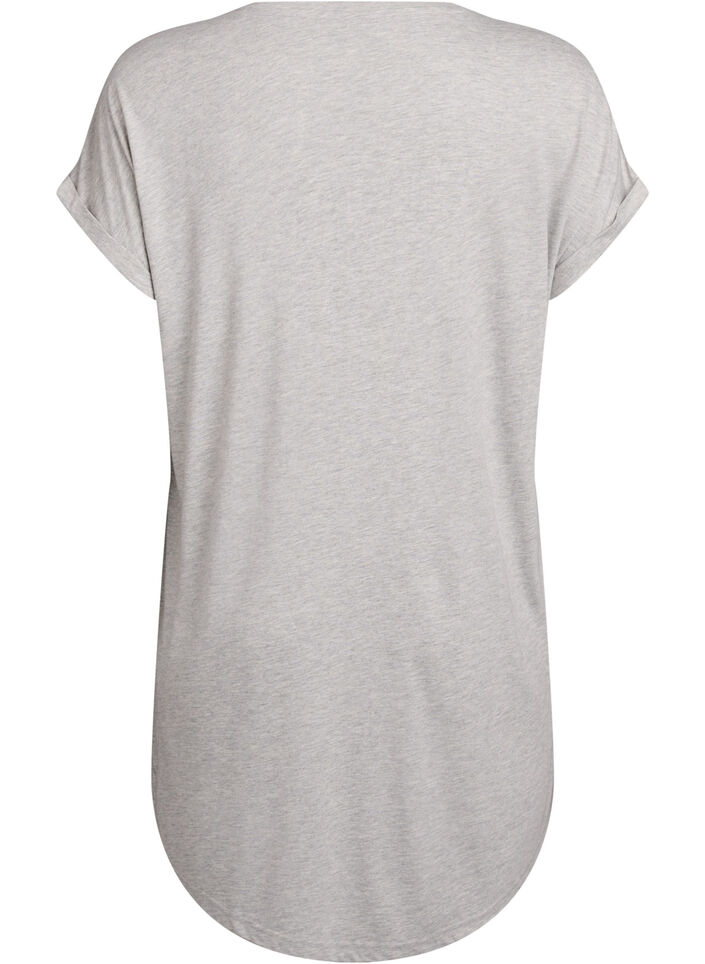 Short sleeve nightgown with text print, Grey, Packshot image number 1