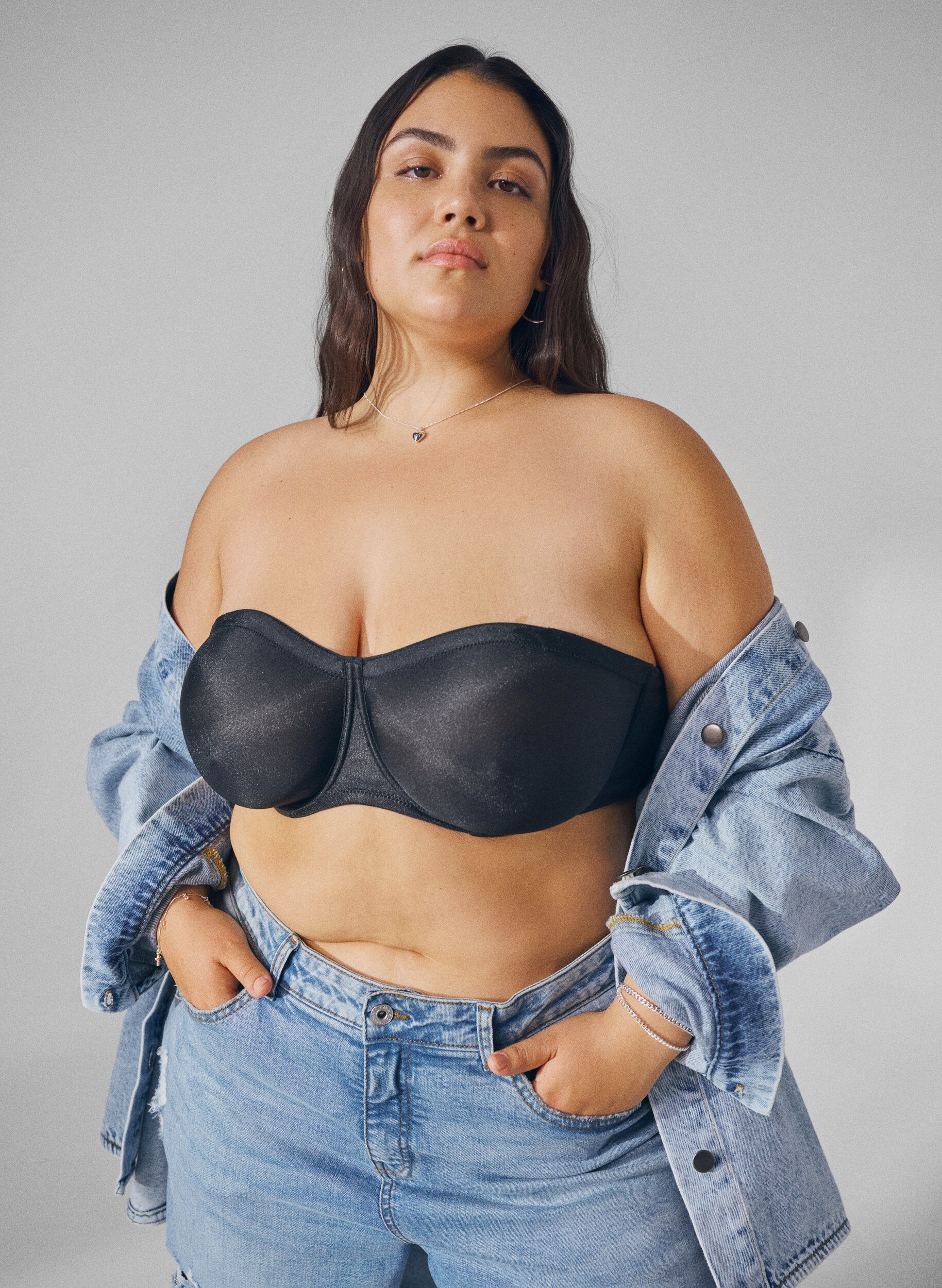 Zizzifashion Strapless bra with underwire, Black, Image image number 0