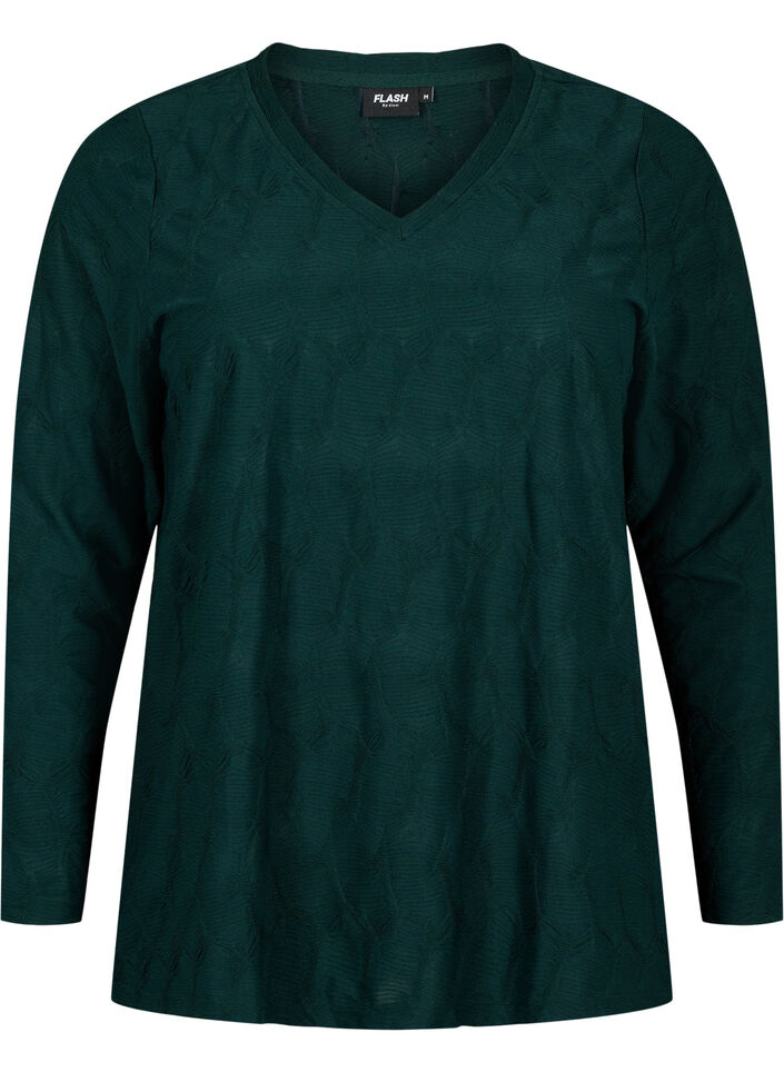 FLASH - Long sleeve blouse with structure, Scarab, Packshot image number 0