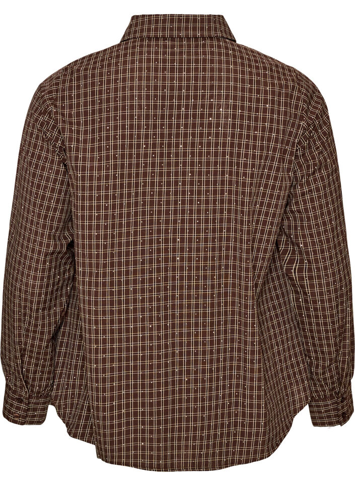 Checked shirt with rhinestones, Brown, Packshot image number 1
