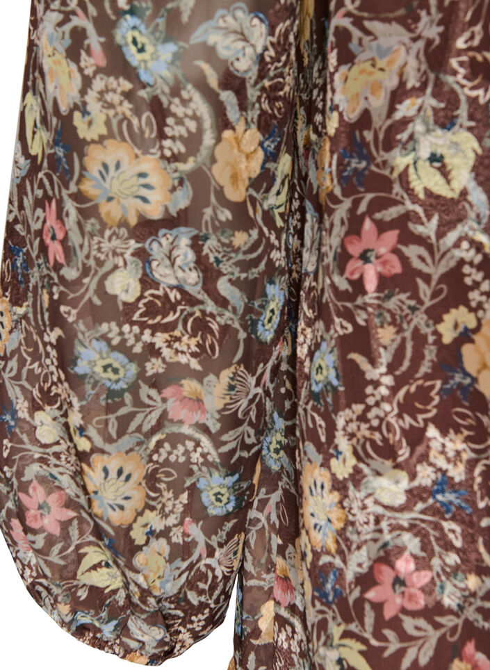 Chiffon dress with floral print and ruffle layers, Brown, Packshot image number 3