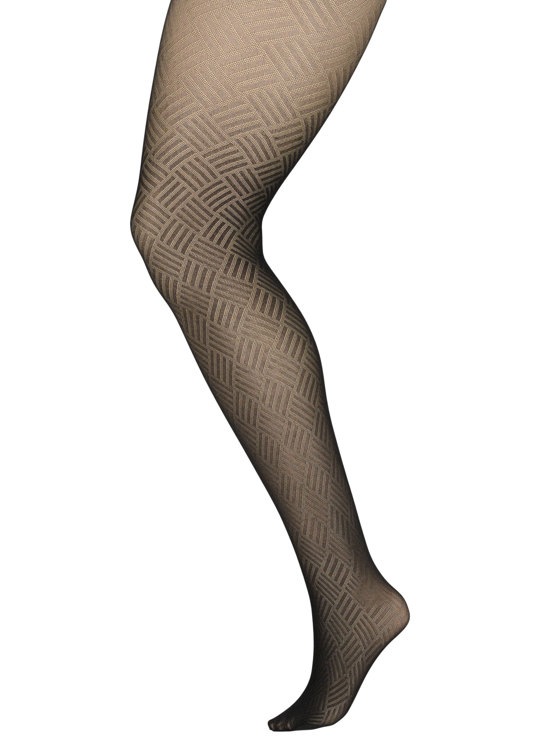 Zizzifashion Patterned tights in 50 denier, Black, Packshot image number 0
