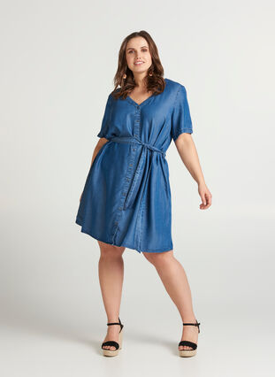 Denim dress, Medium Blue, Model image number 2