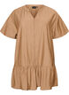 Loose tunic with crinkled texture and ruffle hem, Brown, Packshot image number 0