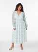 Floral midi dress with wrap-look and smock, Light Blue, Model image number 0