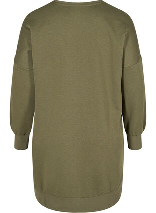 Mottled sweater dress with round neck, Olive Night, Packshot image number 1