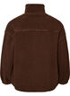 Teddy jacket with eyelet embroidery trim and high collar, Brown, Packshot image number 1