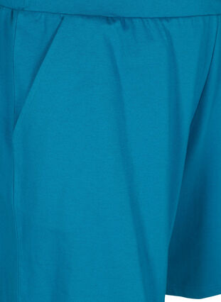 Loose cotton shorts with pockets, Fjord Blue, Packshot image number 2
