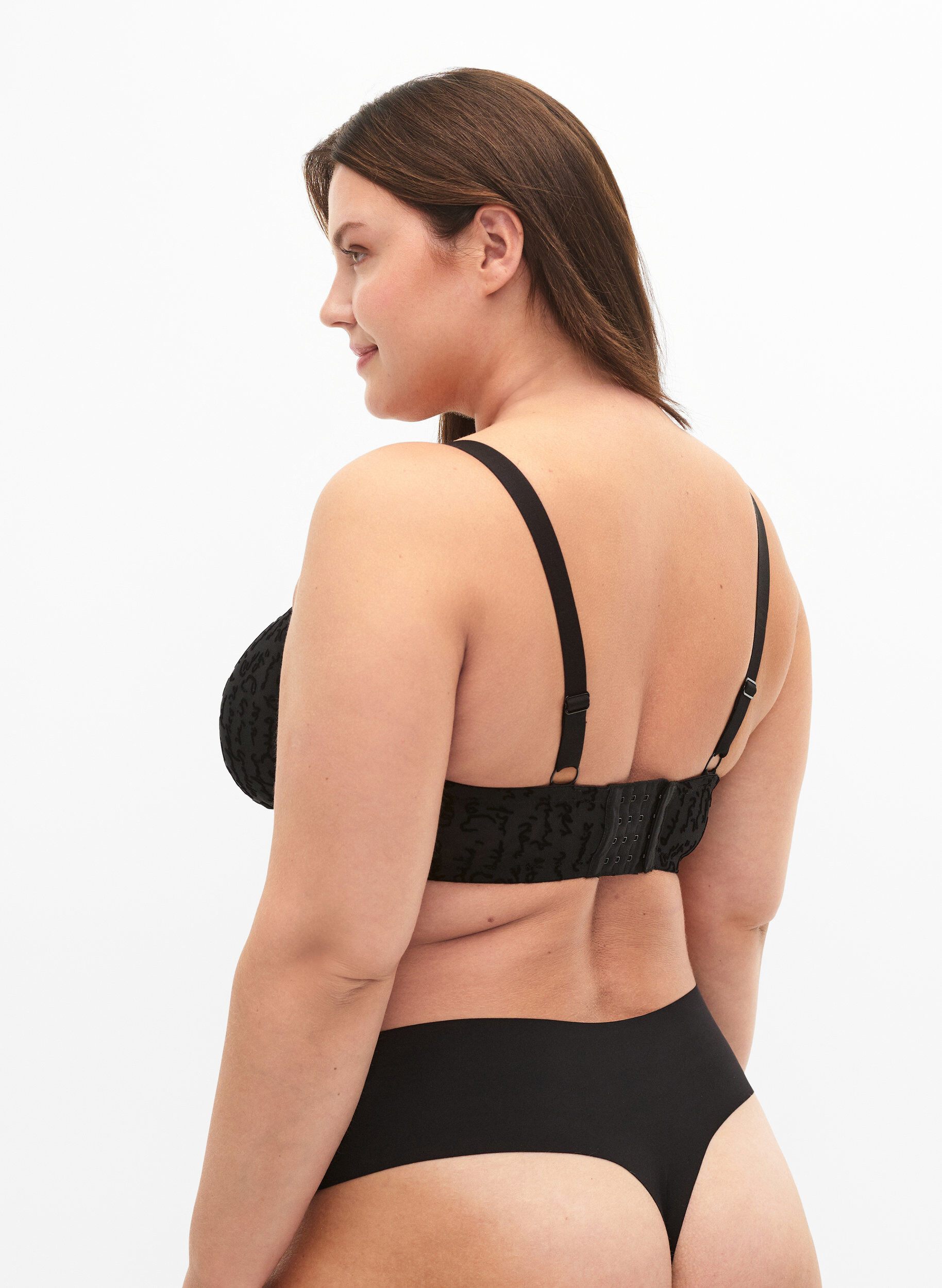 Zizzifashion Full cover bra with text print, Black, Model image number 1