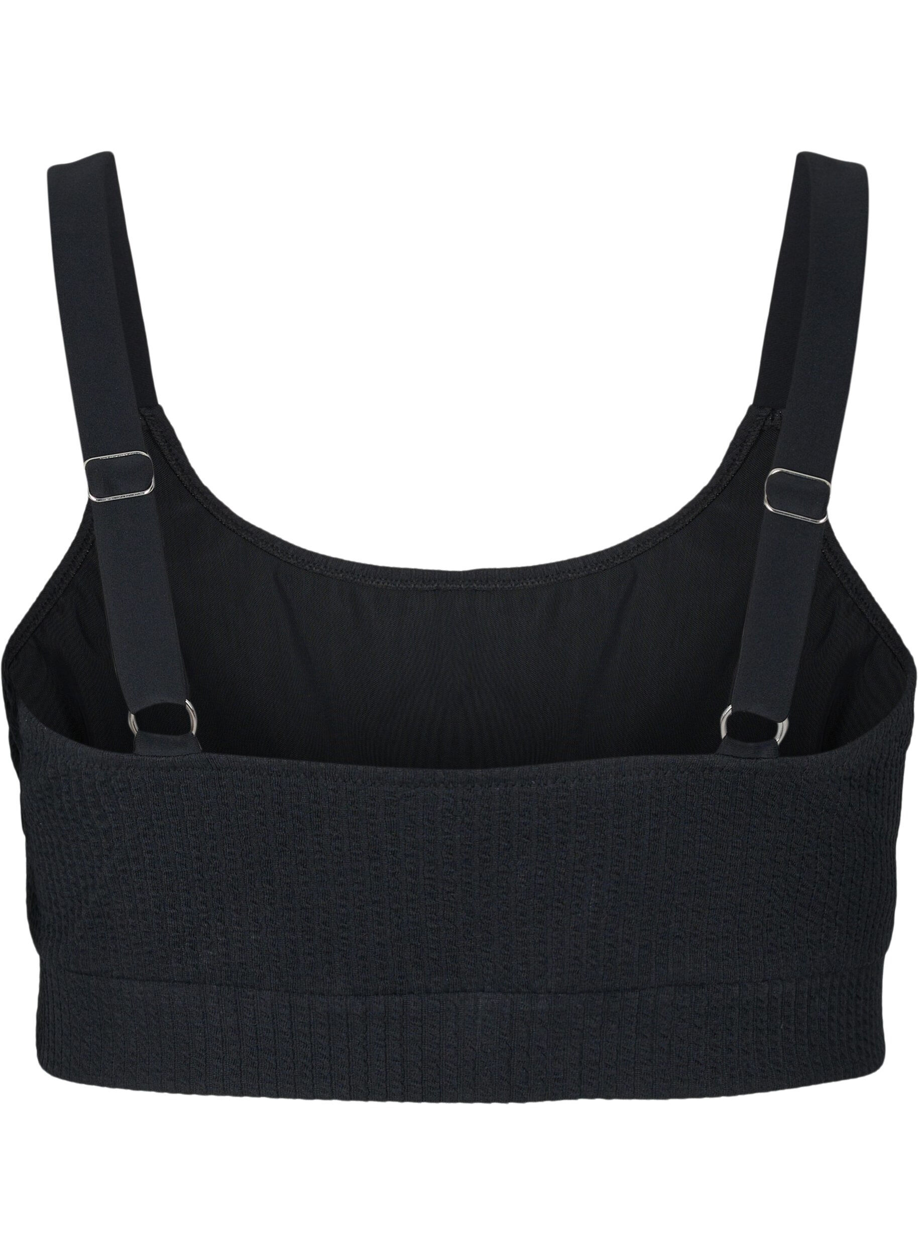 Zizzifashion Crepe texture bikini top, Black, Packshot image number 1