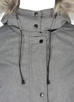 Waterproof winter jacket with a hood, Medium Grey Melange, Packshot image number 2