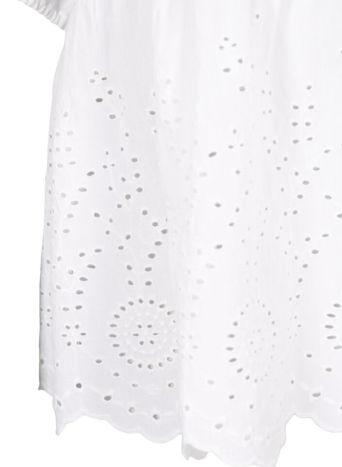Viscose blouse with embroidery anglaise, Bright White, Packshot image number 3