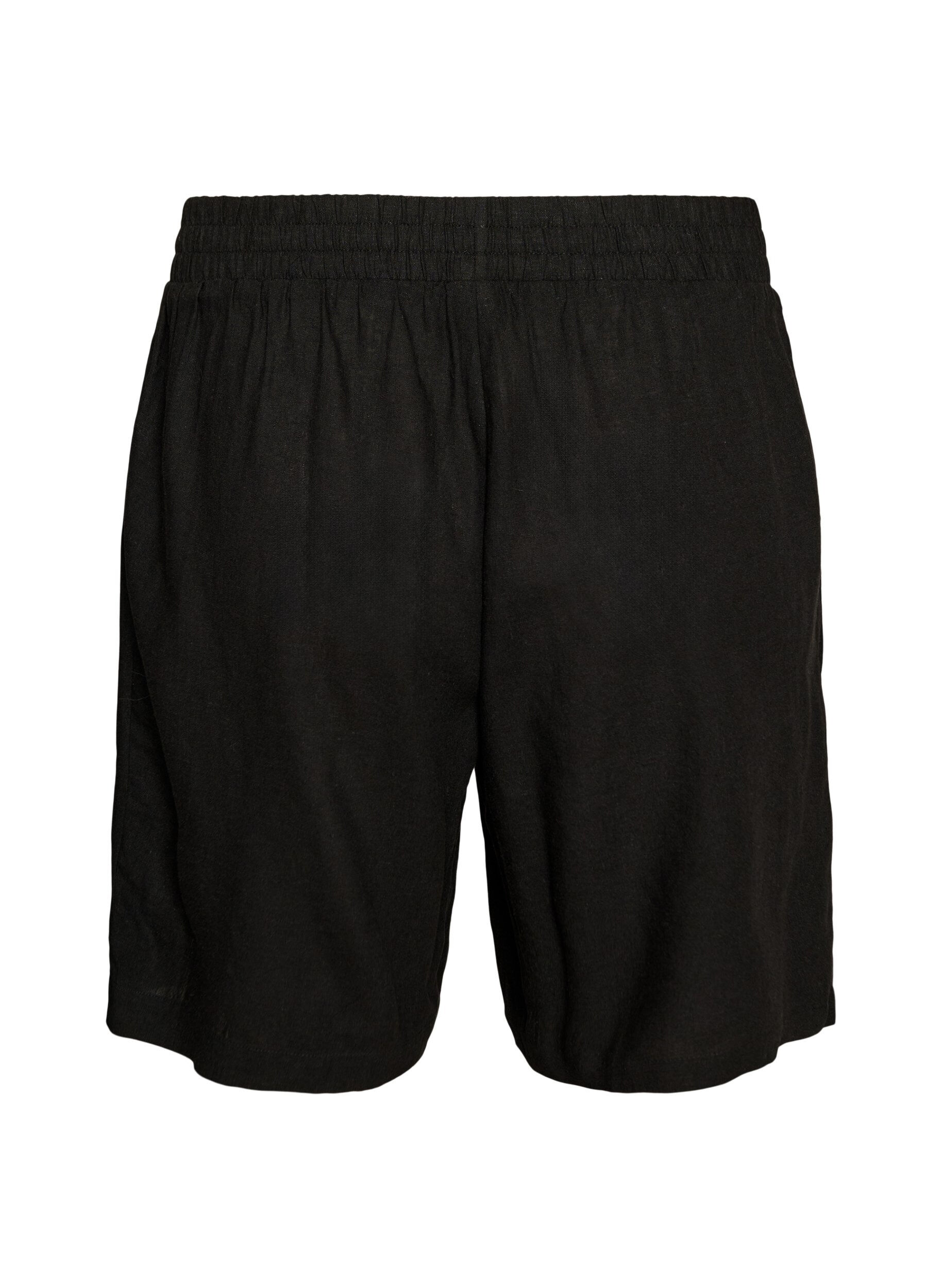 Zizzifashion High-waisted linen and viscose shorts, Black, Packshot image number 1