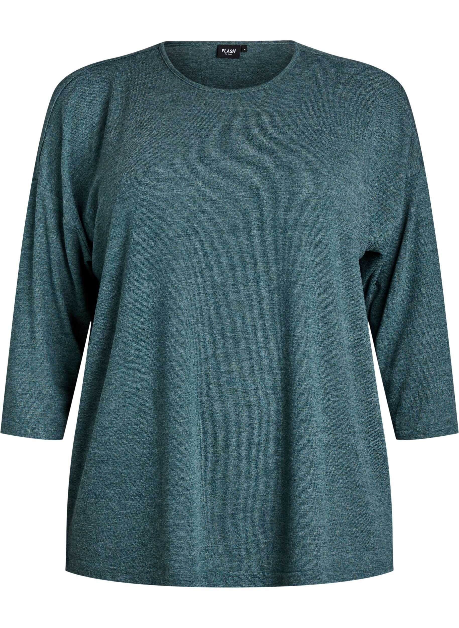 Zizzifashion Jersey blouse with 3/4 sleeves, Green, Packshot image number 0