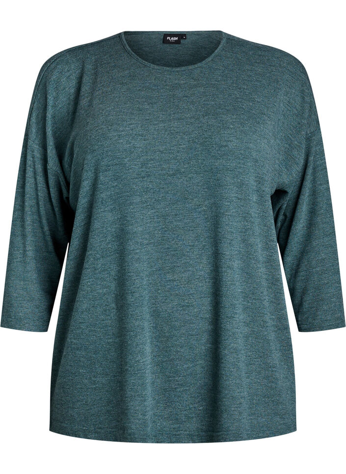 Jersey blouse with 3/4 sleeves, Green, Packshot image number 0