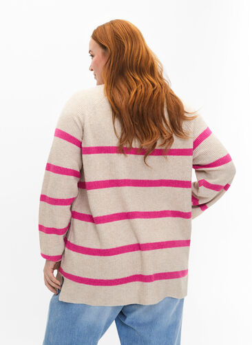 Rib-knit sweater with stripes, P.Stone/Rasp.R.Mel., Model image number 1