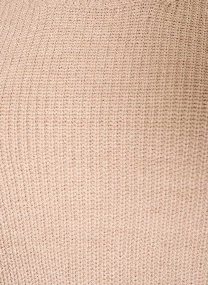 Knitted blouse with ribbed texture and button details, Beige, Packshot image number 2