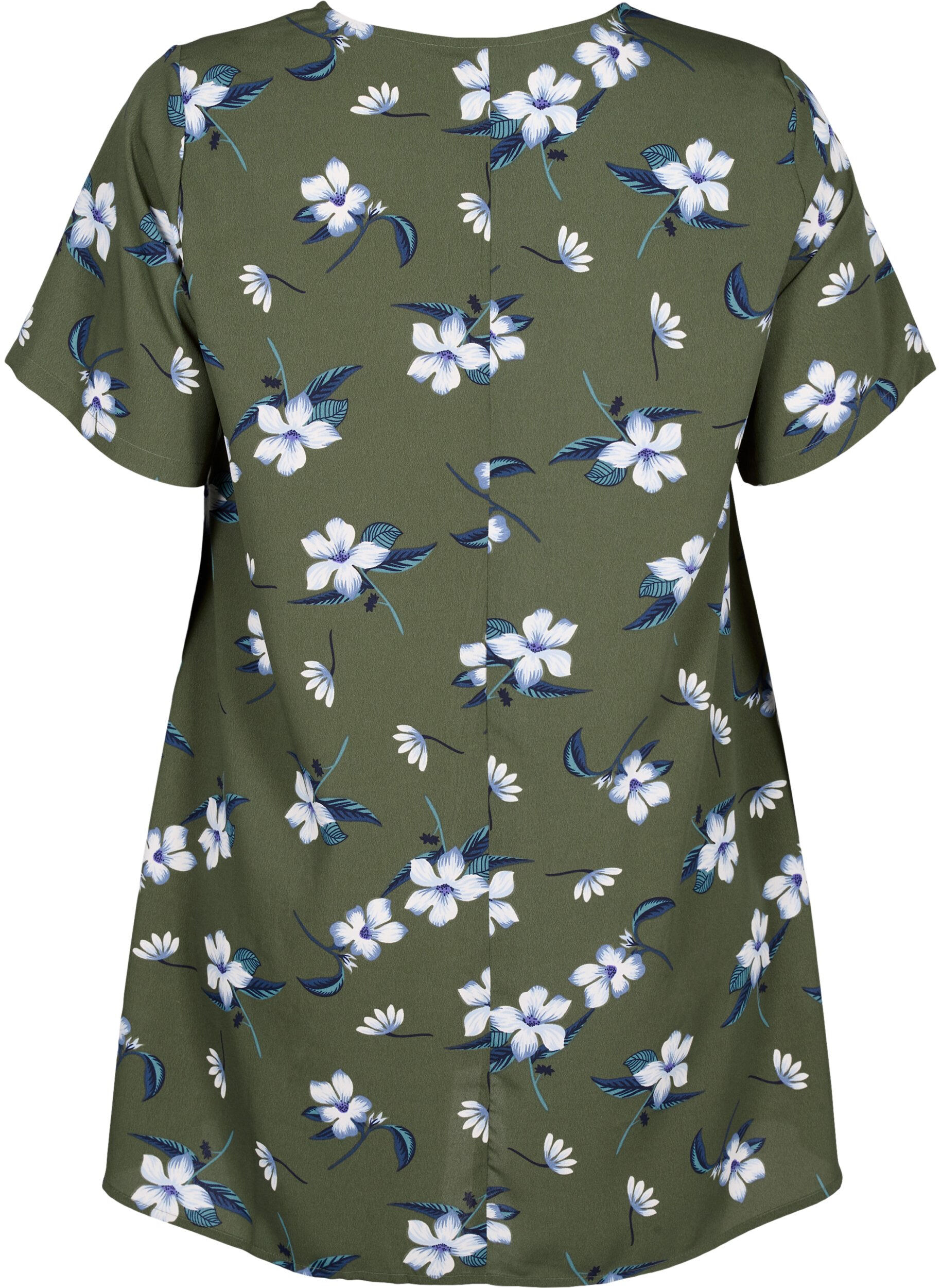 Zizzifashion FLASH - Tunic with v neck and print, Olive Night Flower, Packshot image number 1