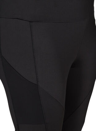 Cropped sports leggings with print, Black, Packshot image number 2