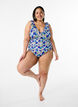Floral swimsuit with ruffles and removable pads, Purple, Model image number 1
